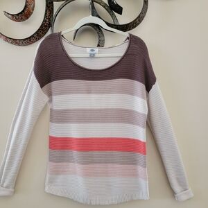 Old Navy Women's Striped Sweater - Brown, Pink, Cream